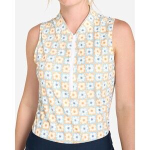 NEW Bad Birdie Womens XS Flower Power Multi Performance Sleeveless Golf Polo